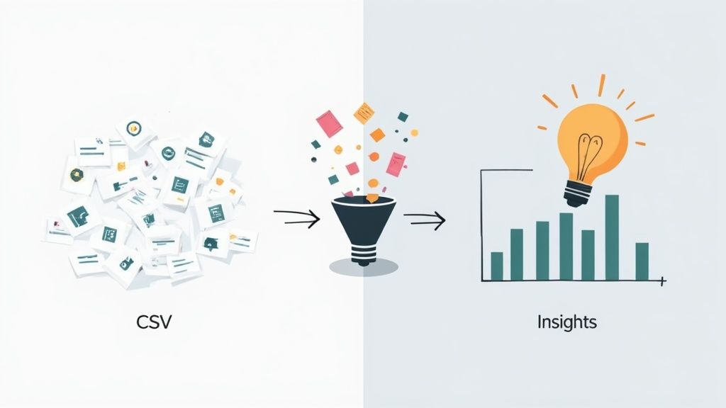A professional analyzing customer data to find patterns among best-fit accounts.